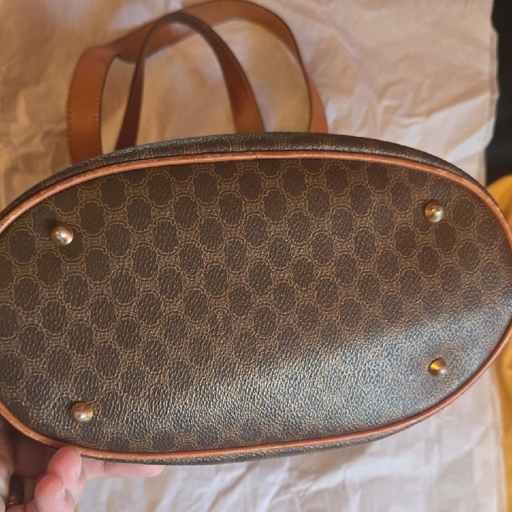 Celine Brown and Tan Patterned Tote - Picture 3 of 6